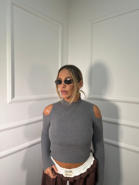 Maglioncino a costine lana rasata Harmony grigio ty8505