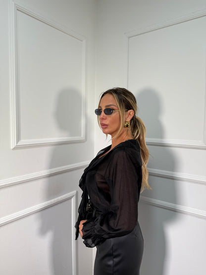 Blusa in chiffon Camila nera 12928