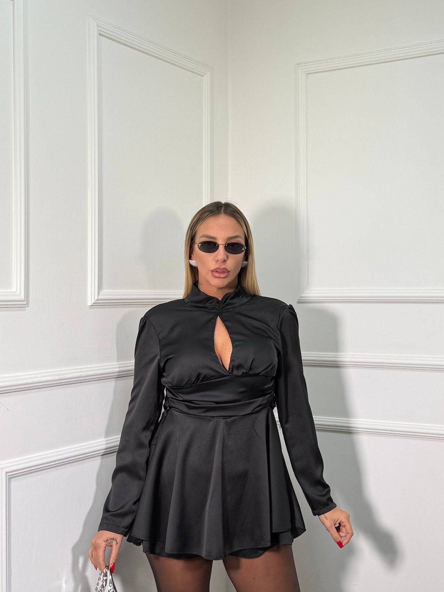 Jumpsuit in satin Amanda nera 39480