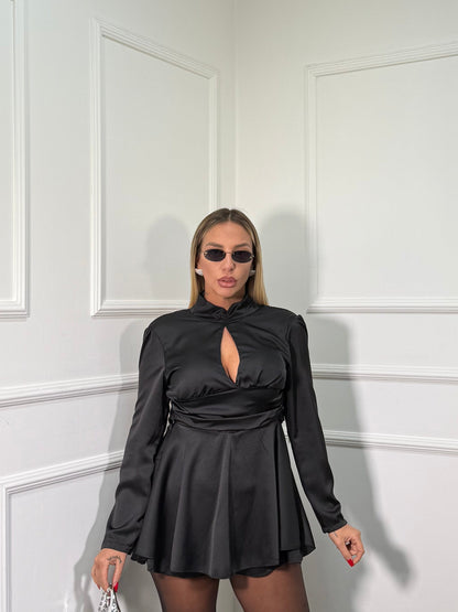 Jumpsuit in satin Amanda nera 39480