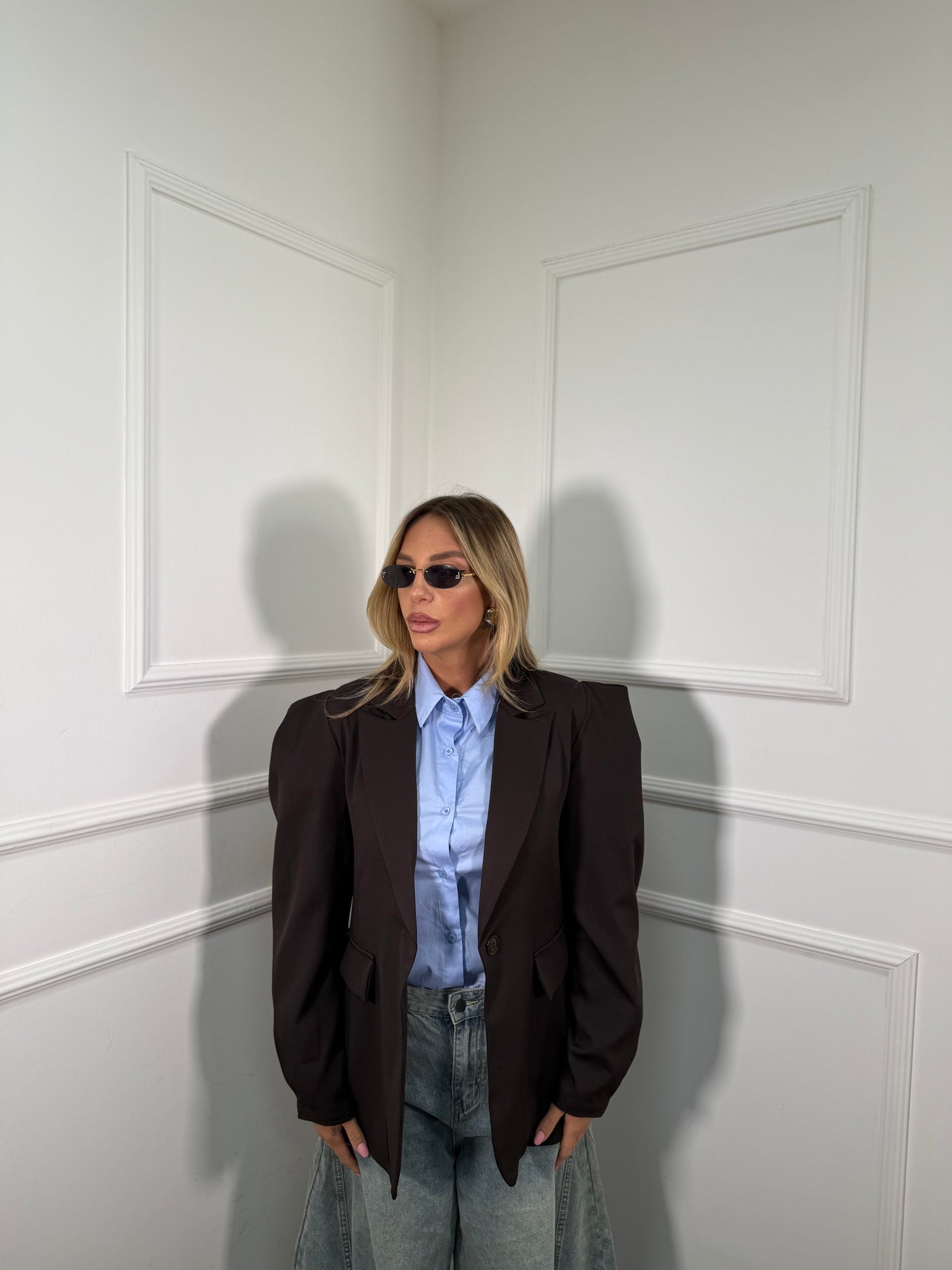 Blazer con spalline Margaret cioccolato 22321