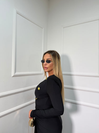 Abito midi con spacco Elisabeth nero 4554