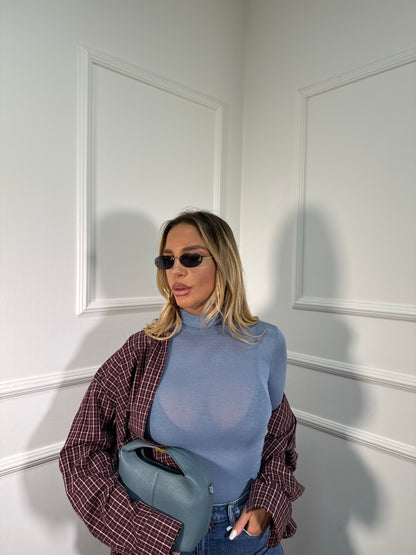 Camicia oversize con spalline Vibes bordeaux/celeste mf2719