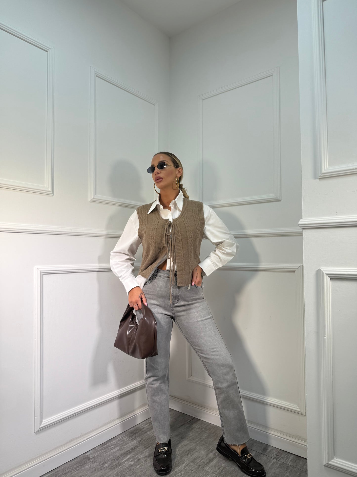 Jeans sigaretta taglio vivo grigio fy10615