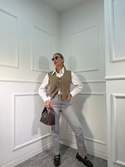 Jeans sigaretta taglio vivo grigio fy10615