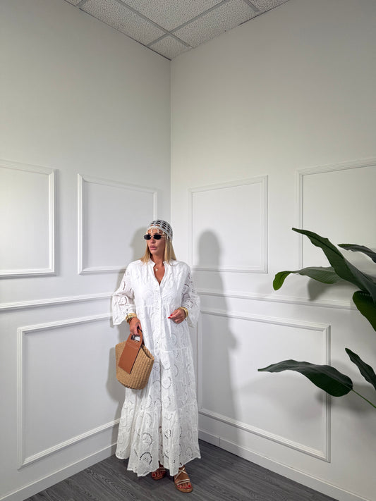 Chemisier oversize pizzo san gallo Paradise bianco 8621
