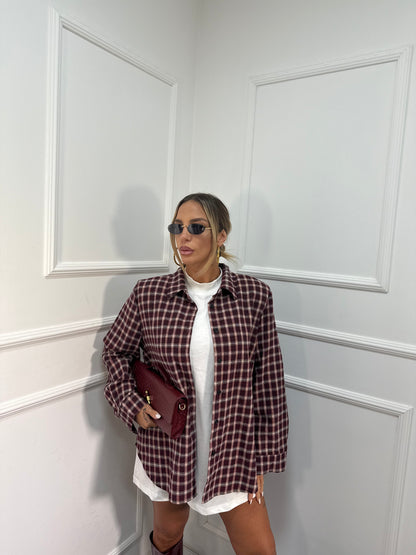 Camicia a quadretti bordeaux Marshal 002029p