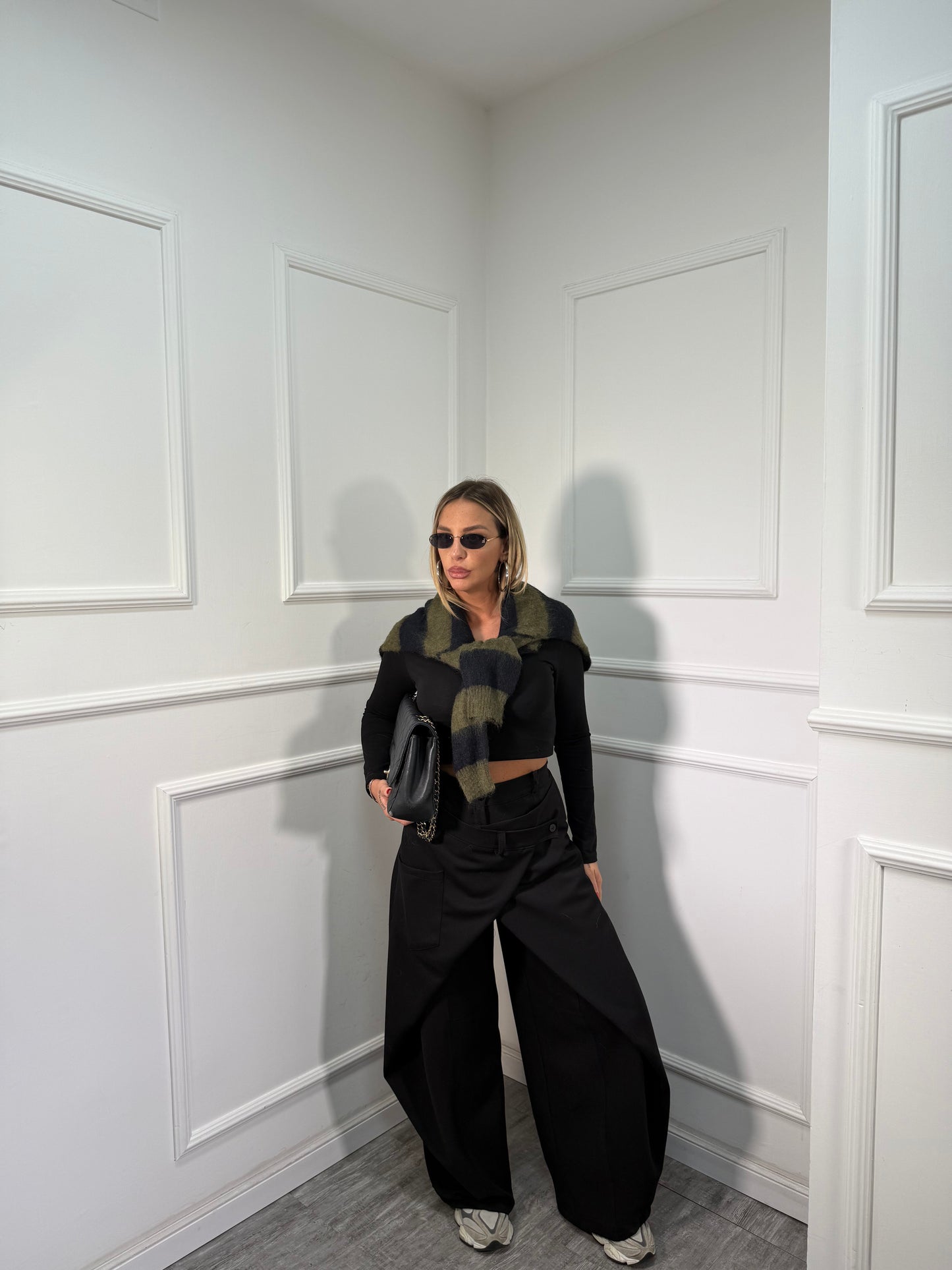 Pantaloni balloon doppio bustino asimmetrico Tokyo nero nf9251