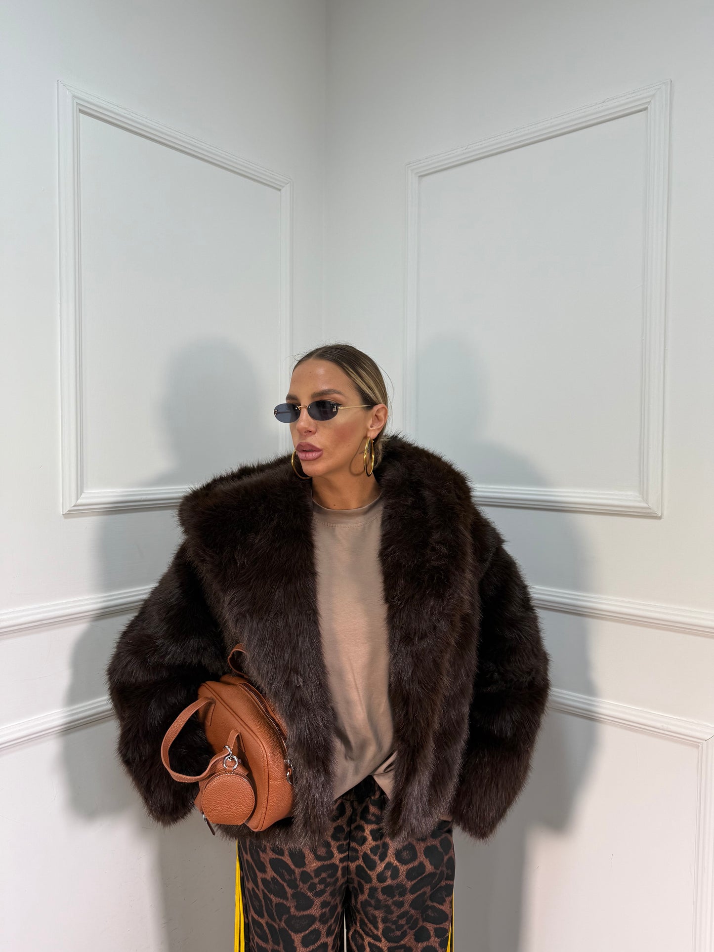 Ecofur oversize con cappuccio cioccolato 2102