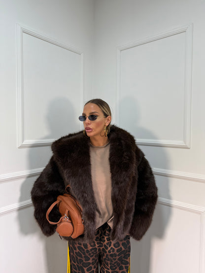 Ecofur oversize con cappuccio cioccolato 2102