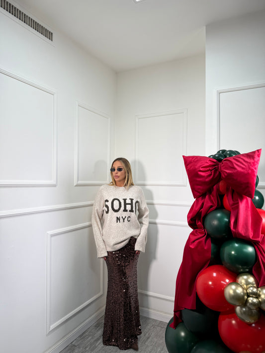 Longuette in micro paillettes Glamour cioccolato 6658