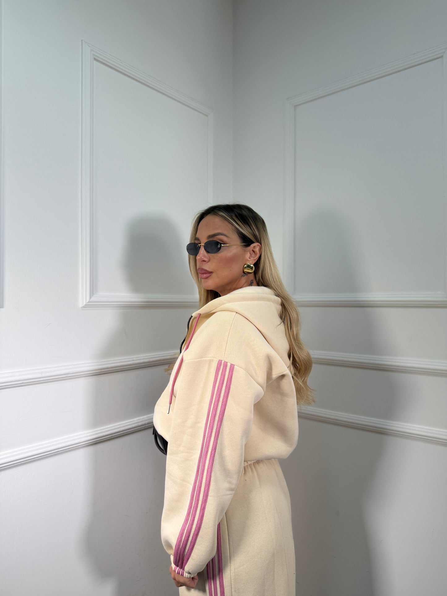 Coordinato in tuta Again panna/rosa 22648