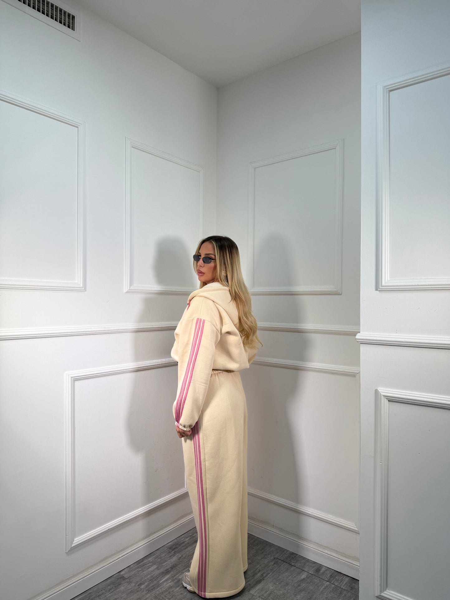 Coordinato in tuta Again panna/rosa 22648