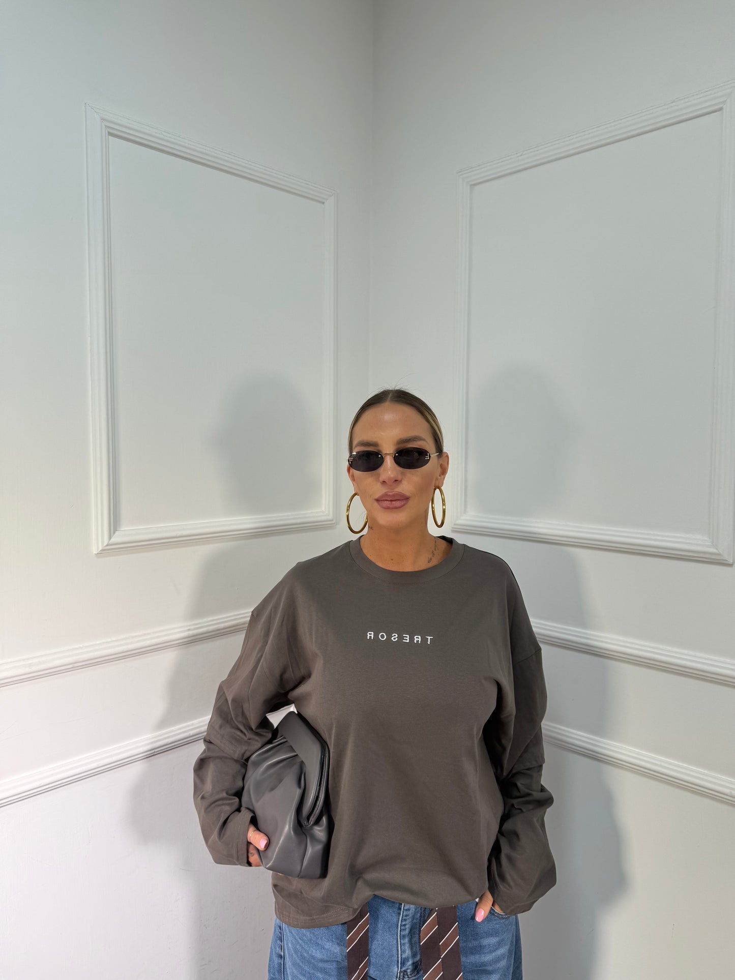 Shirt in cotone oversize Tresor grigio antracite a63992