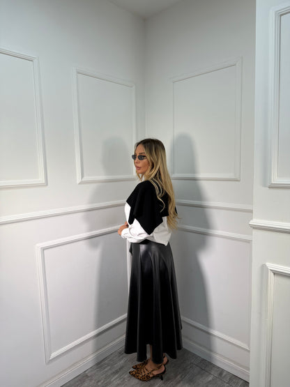 Gonnellone midi in ecopelle Emily nero 19122