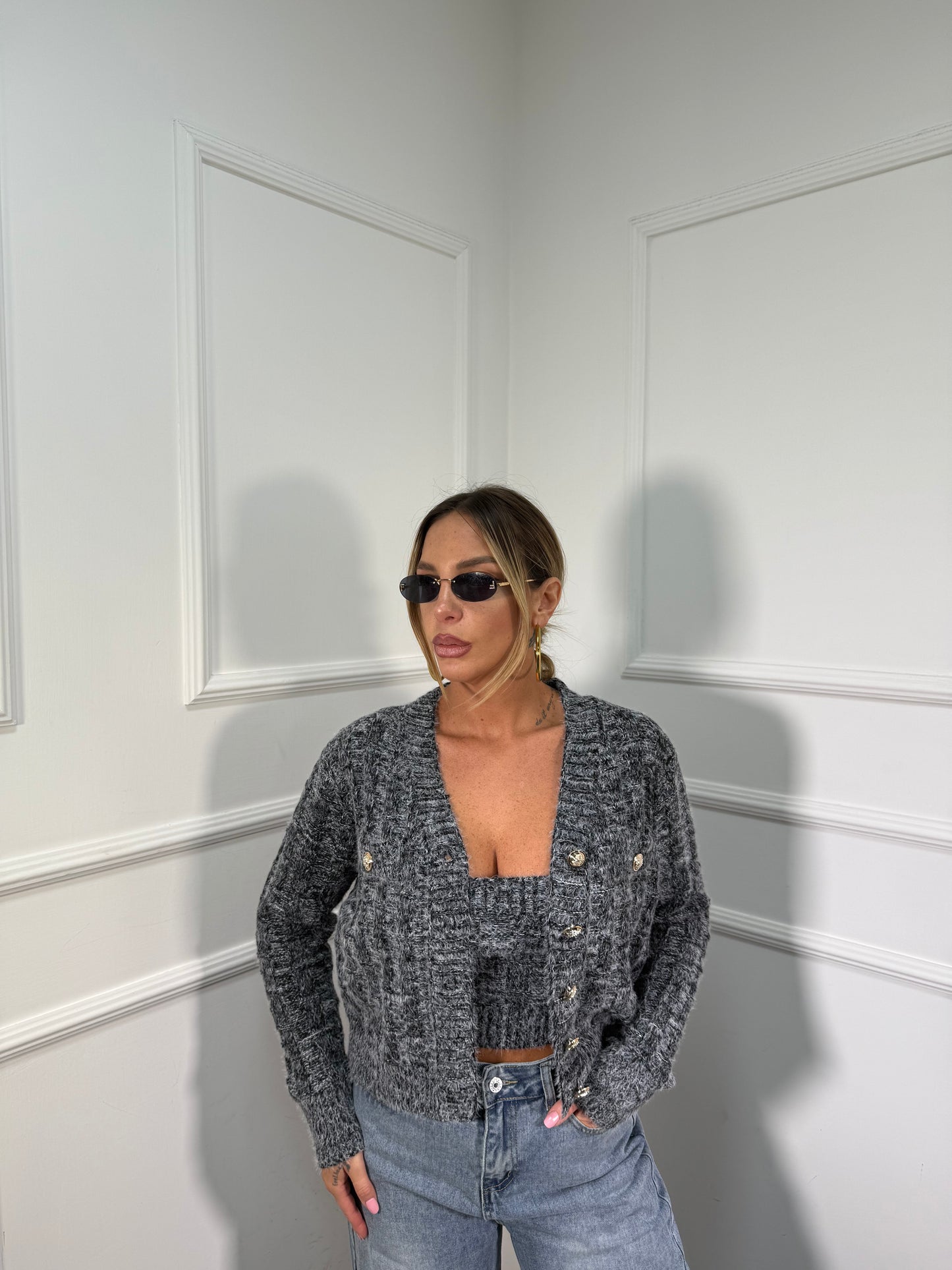 Twin-set in misto lana Lily nero wz134