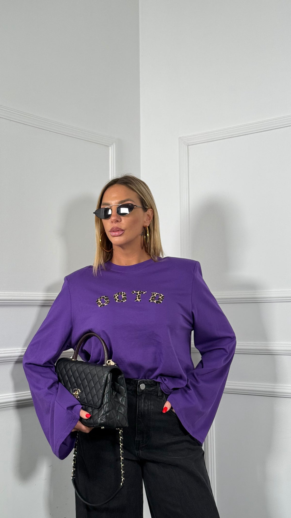 Shirt cotone con spalline by lumina Outfit of the day viola ld6370