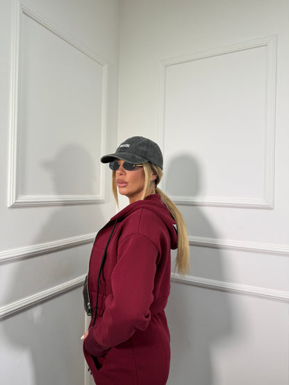 Coordinato in pile Tris bordeaux 22671