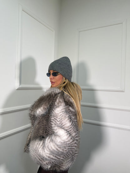 Ecofur pelo corto bicolor Bruxelles grigia/panna 1602