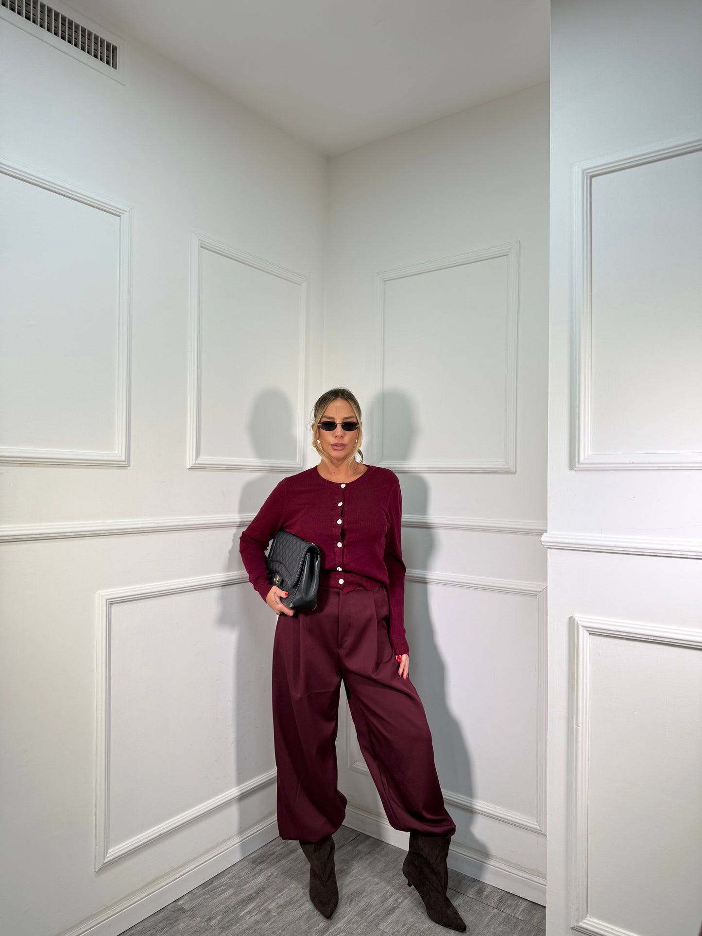 Pantaloni balloon con coulisse sul fondo Alvin bordeaux