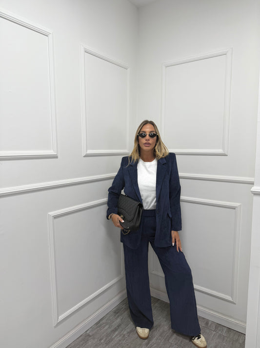 Tailleur a costine in velluto Evelin blu  2073