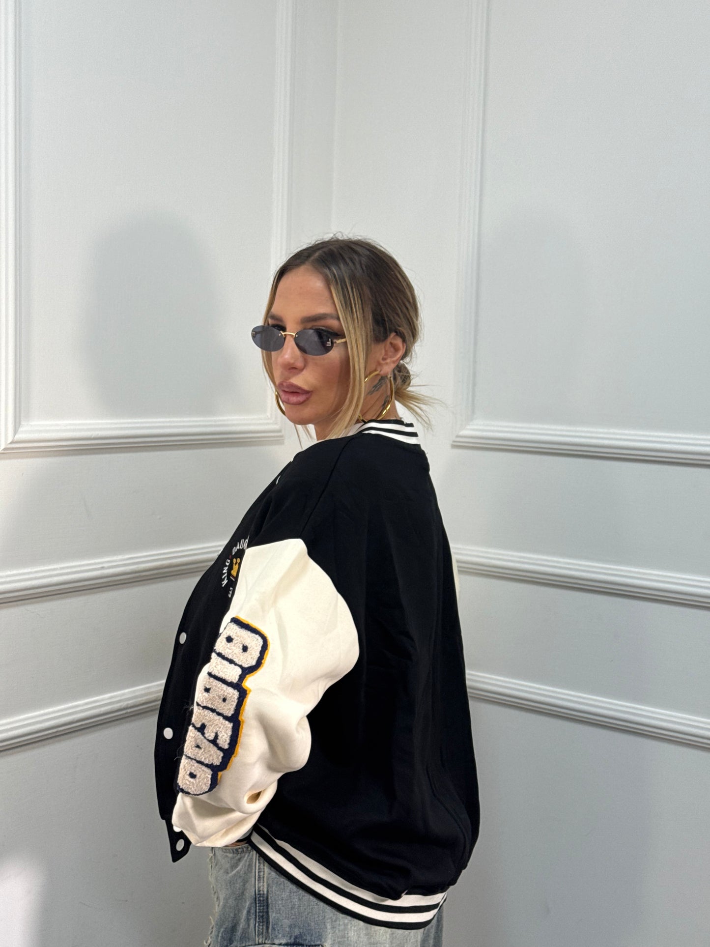 Giacca college Bristol nero/panna yt30059