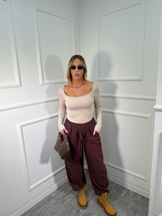 Pantaloni maxi balloon bordeaux by justwest 2618p