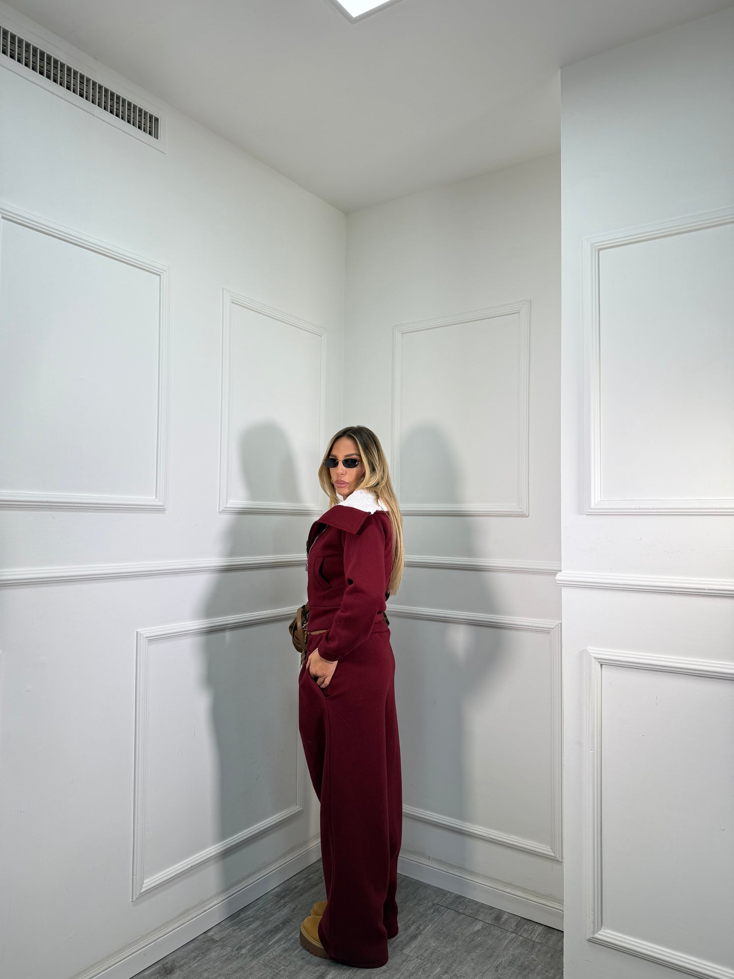 Coordinato tuta Teddy bordeaux 22658