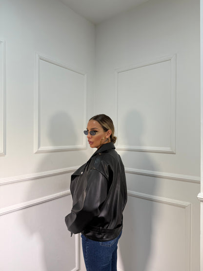 Chiodo oversize ecopelle Logan nero 4573