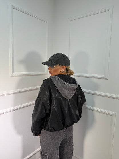 Giacca ecopelle Sidney nera premium quality har005