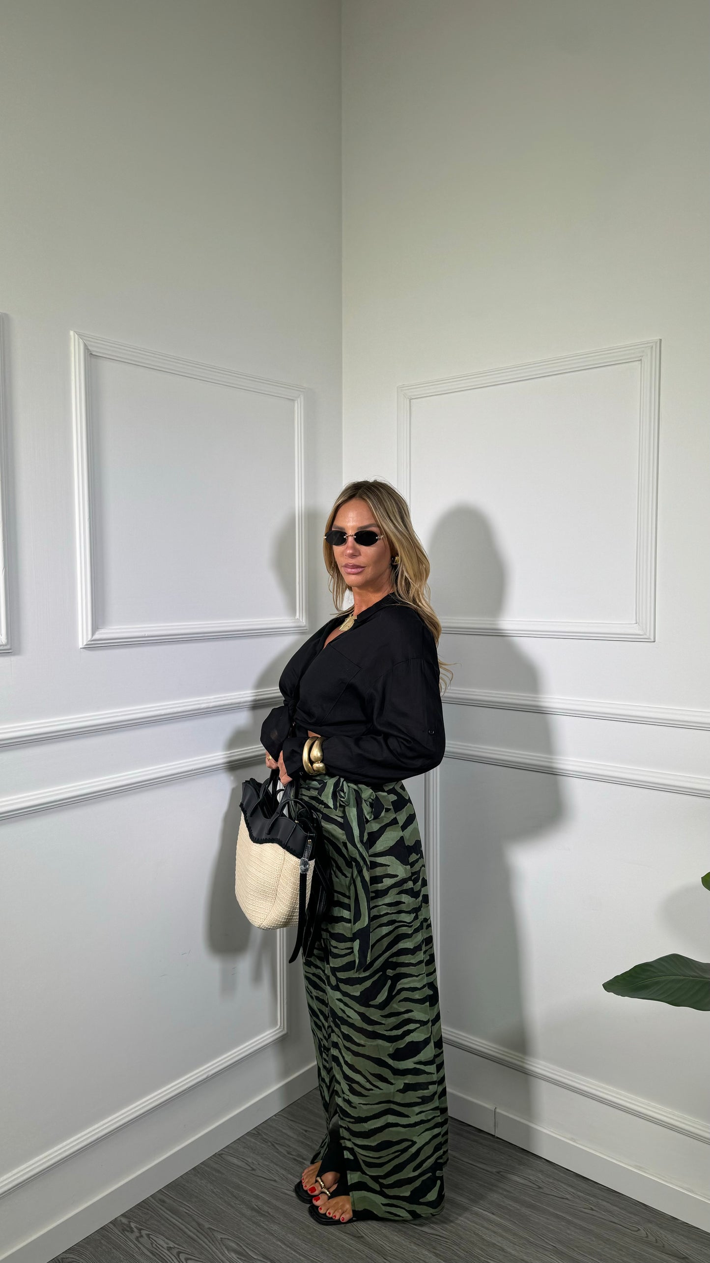 Pareo midi animalier Lamú verde f1801