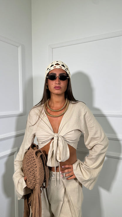 Coordinato misto lino San Diego by justwest beige jw1974