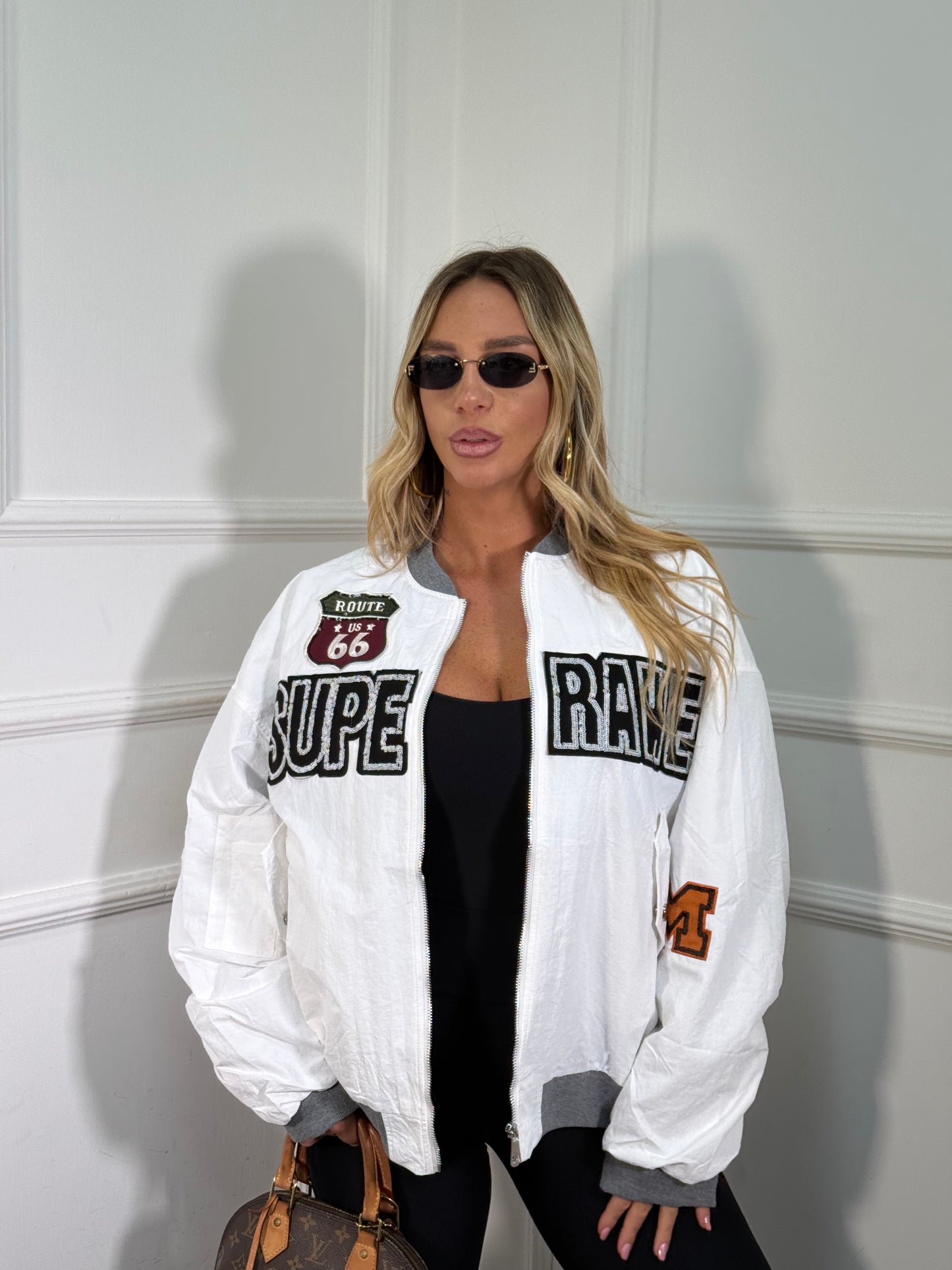 Bomber Route 66 bianco premium quality yt30054