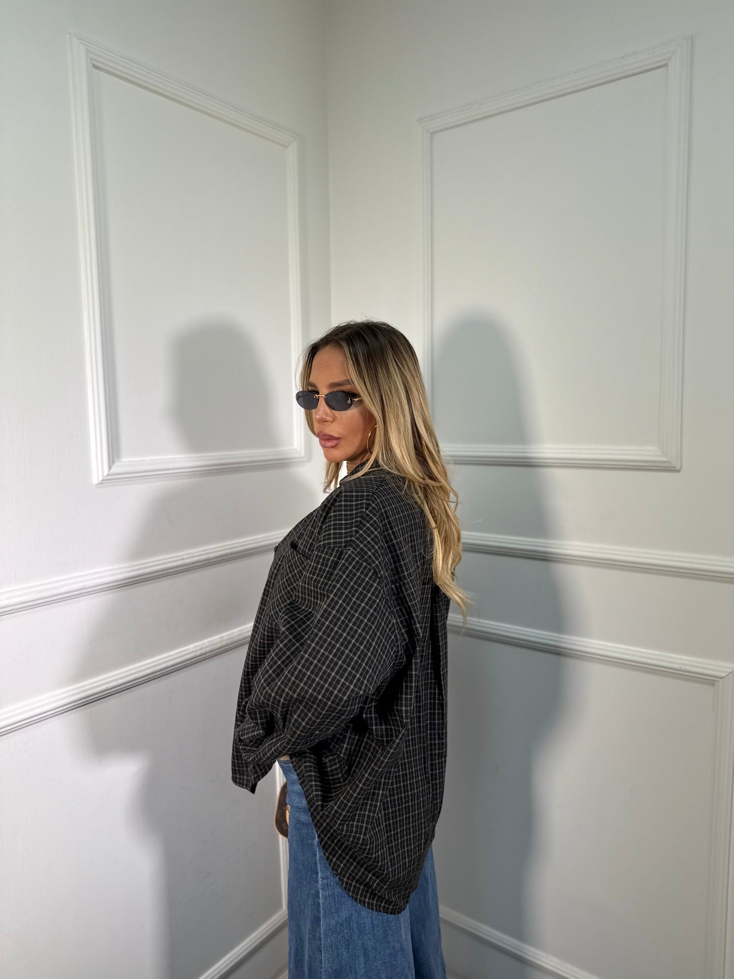 Camicia oversize con spalline Vibes antracite mf2719