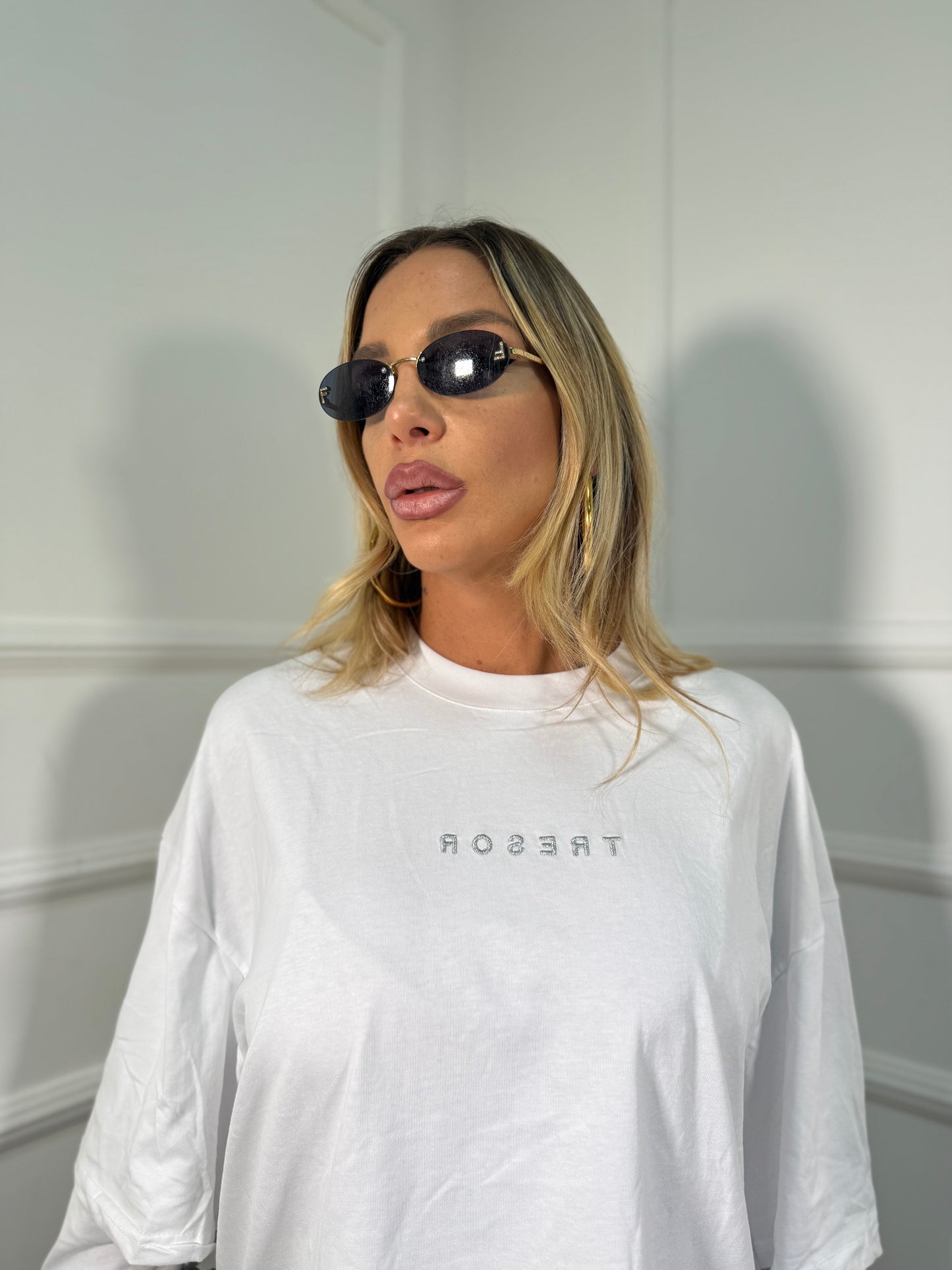 Shirt in cotone oversize Tresor bianca a63992