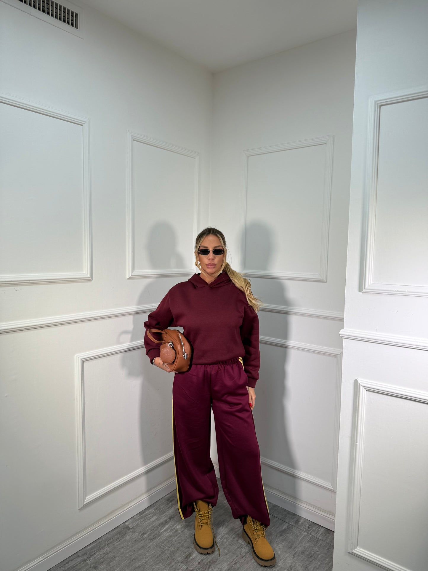 Pantatuta palazzo Running bordeaux/giallo p20556