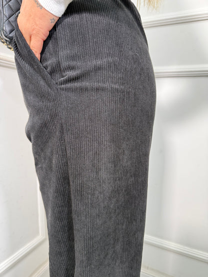 Pantaloni palazzo a costine in velluto All Day nero 5280