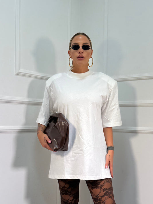 Maxi t-shirt con spalline Barock and Roll bianca premium quality