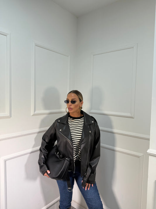 Chiodo oversize ecopelle Logan nero 4573