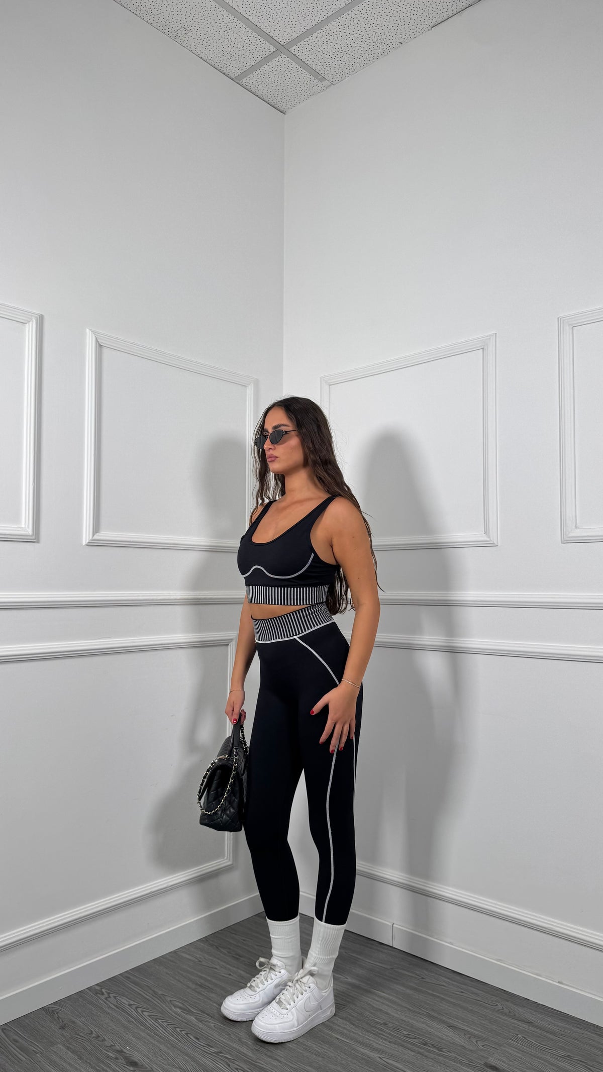 Coordinato contenitivo Pilates nero 3201