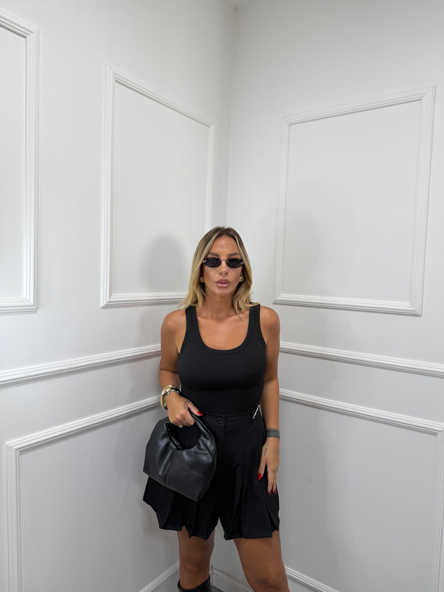 Pantaloncino con pieghe Dallas nero