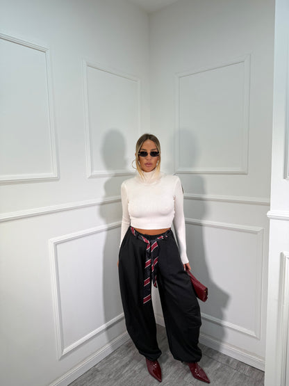 Pantaloni balloon con cravattino Allyson nero my19589