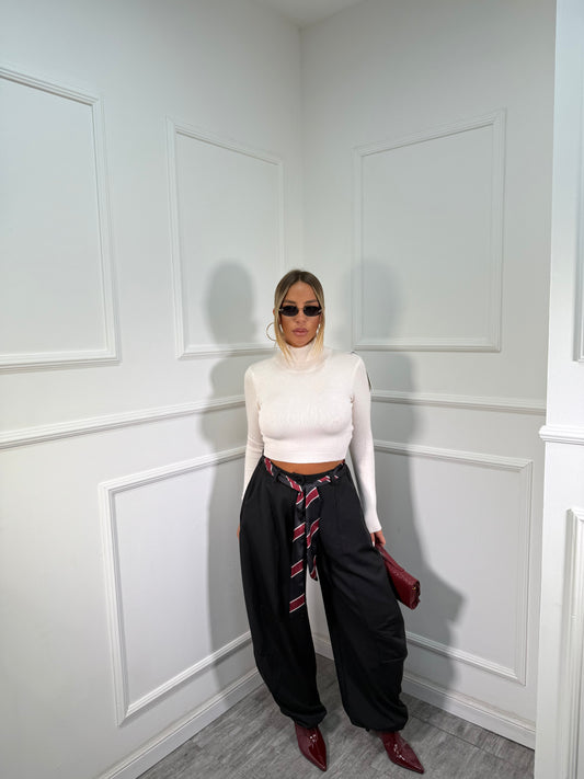 Pantaloni balloon con cravattino Allyson nero my19589