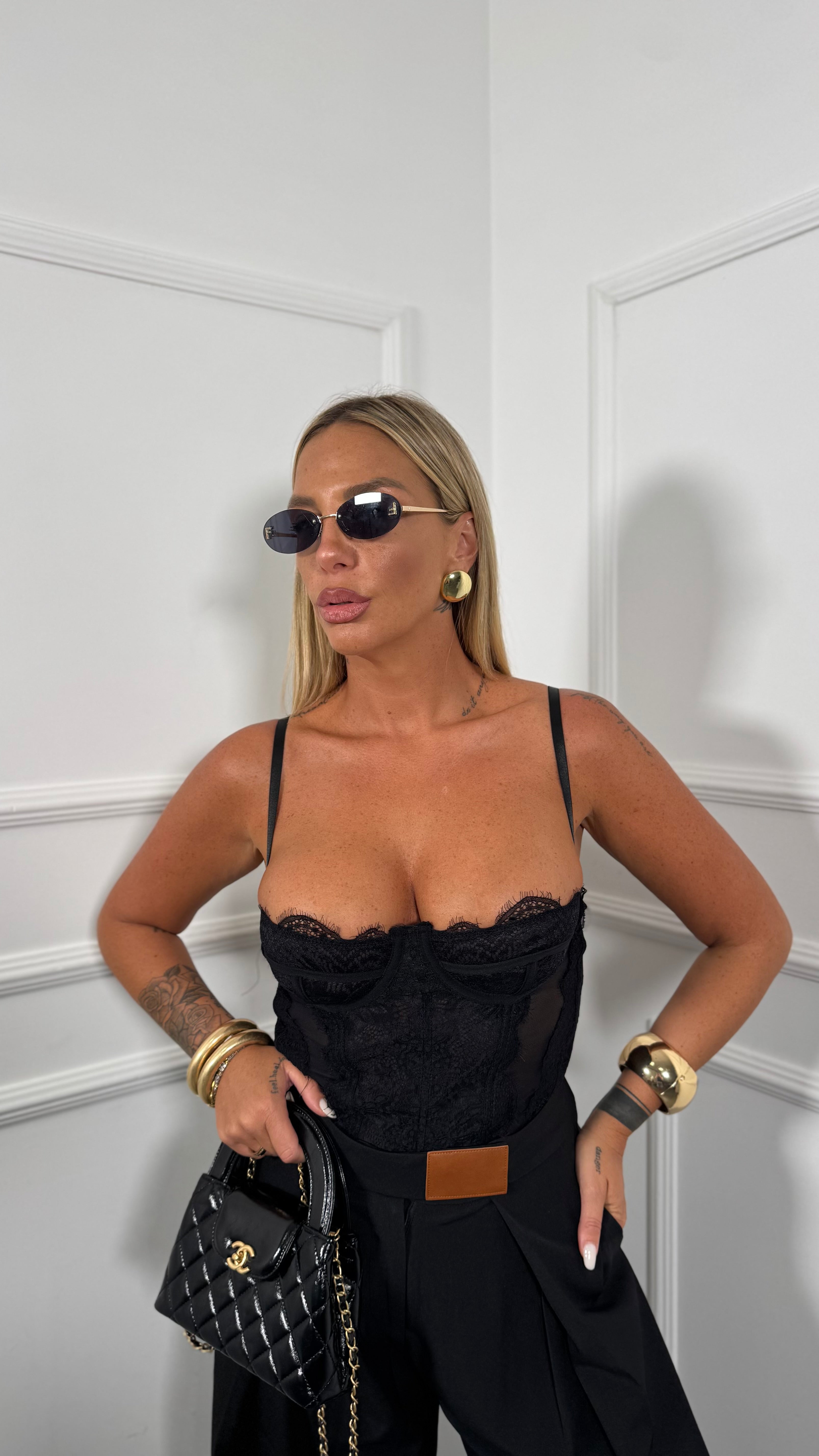 Body in pizzo Rougi nero 7866