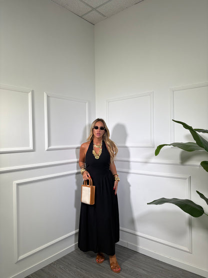 Abito midi a campana Sandy nero 58185