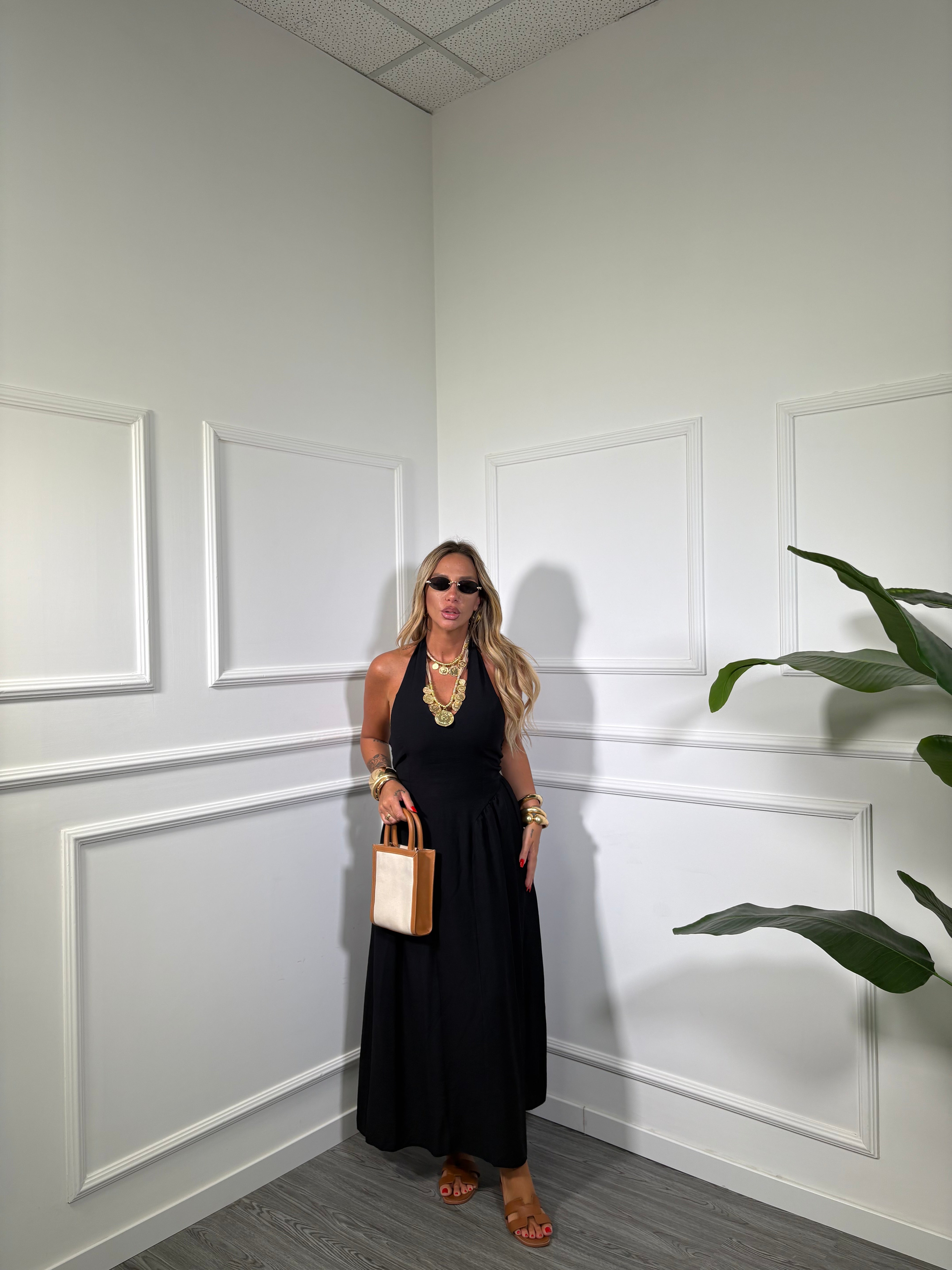 Abito midi a campana Sandy nero 58185