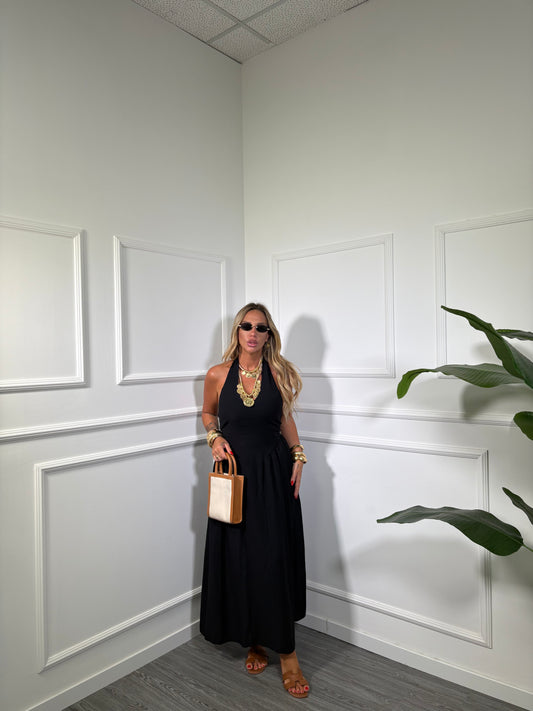 Abito midi a campana Sandy nero 58185
