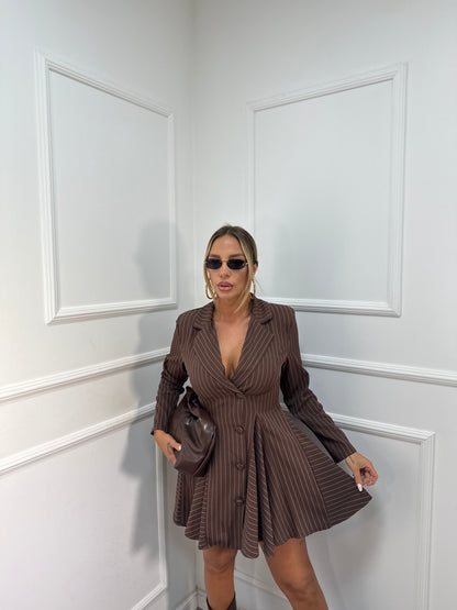 Abito gessato Paola cacao 39388