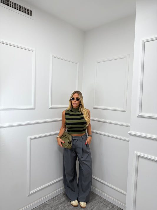 Pantaloni palazzo Back to Office grigio 6271