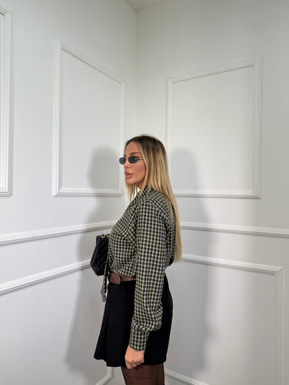 Camicia in flanella con cravatta Honey verde lime 6792